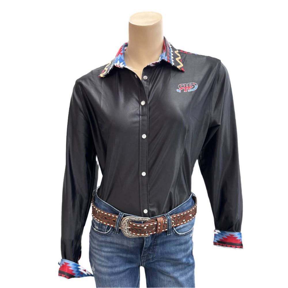 NEW ROCKET DONKEY women's button down rodeo shirt in black